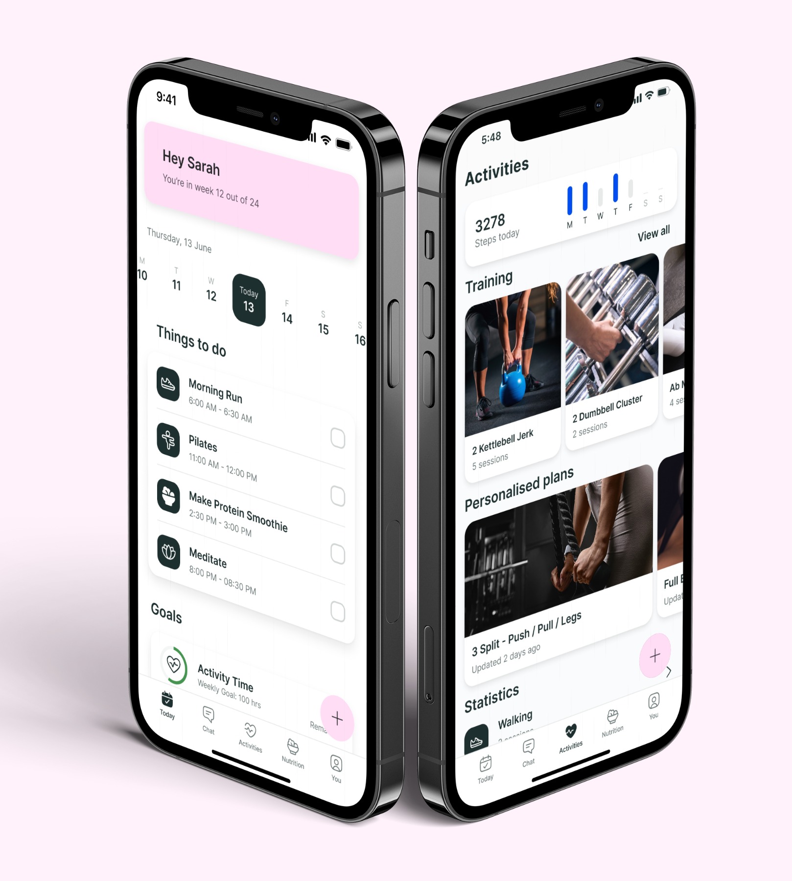 A mockup of the coaching app showcasing the features.